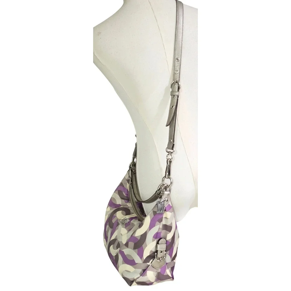Coach Poppy Madison Shoulder Bag Womens Medium Purple Silver  14291